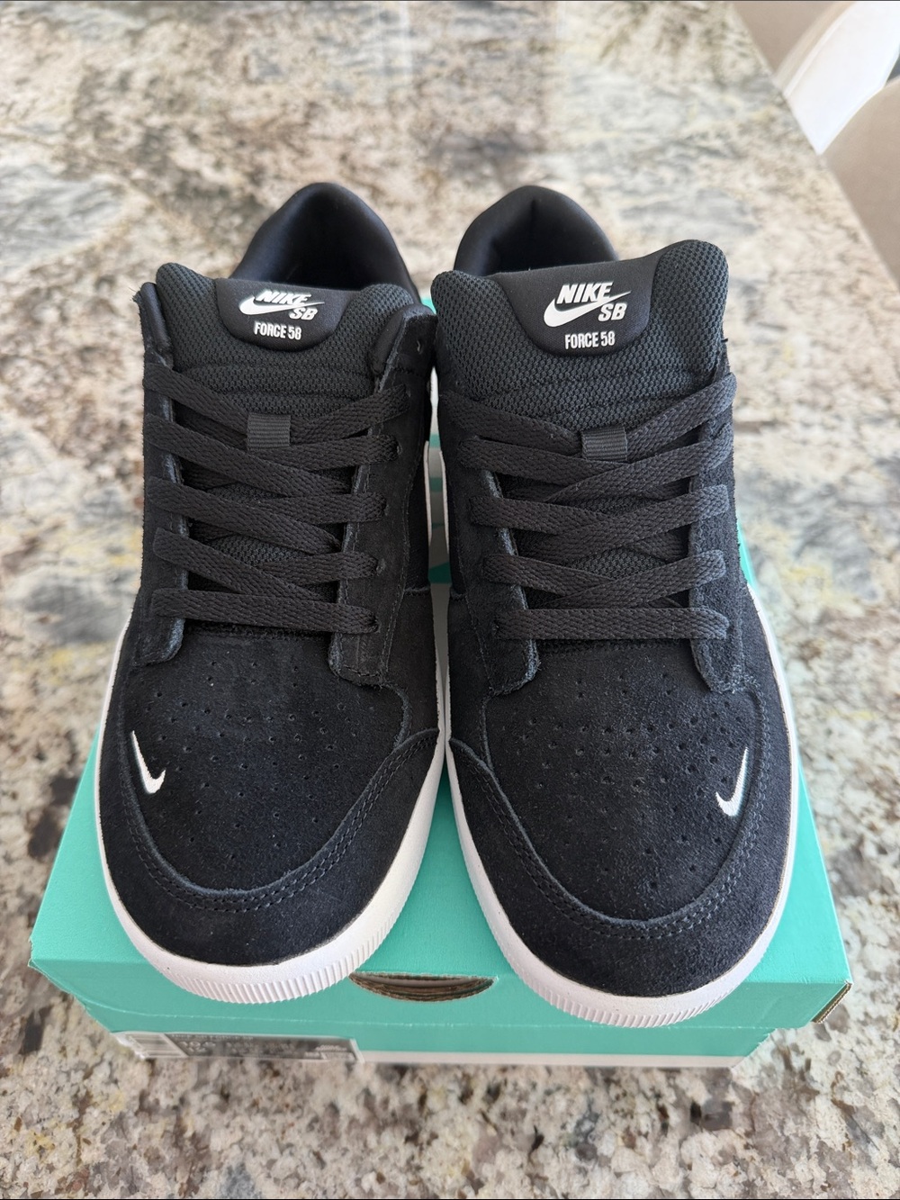 Nike SB Black Suede Low-Top Sneakers with White Swoosh